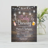 A baby is brewing invitation Girl pink invitation (Standing Front)