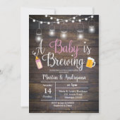 A baby is brewing invitation Girl pink invitation (Front)
