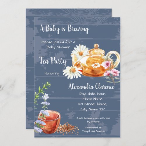 A Baby is Brewing Invitation Tea Party Baby Shower