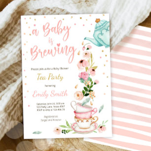 A Baby is Brewing Invitation Tea Party Baby Shower
