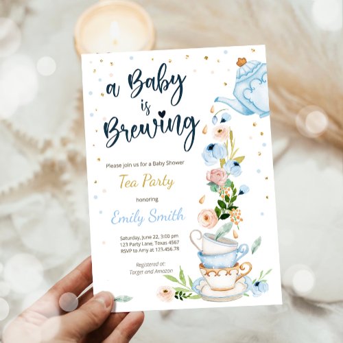 A Baby is Brewing Invitation Tea Party Baby Shower