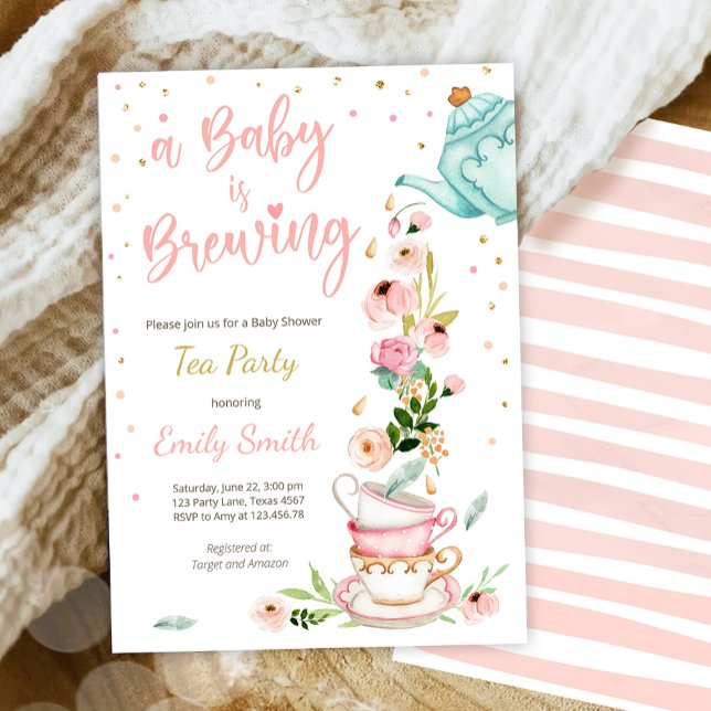A Baby is Brewing Invitation Tea Party Baby Shower (Creator Uploaded)