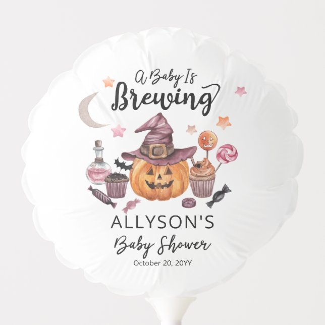 A Baby Is Brewing Jack-O-Lantern Halloween  Balloon (Front)