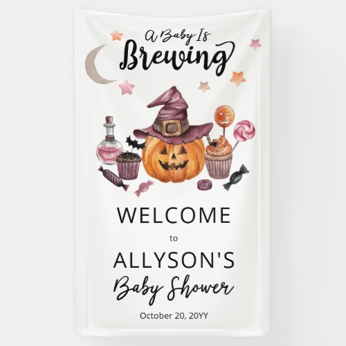 A Baby Is Brewing Jack_O_Lantern Halloween Shower  Banner