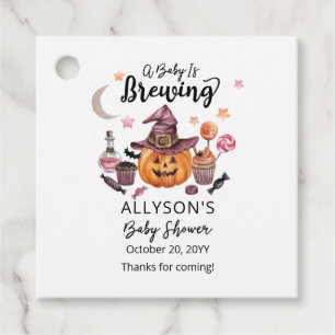A Baby Is Brewing Jack-O-Lantern Halloween Shower  Favor Tags