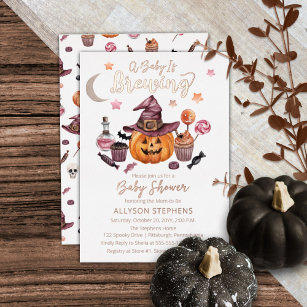 A Baby Is Brewing Jack-O-Lantern Halloween Shower  Foil Invitation