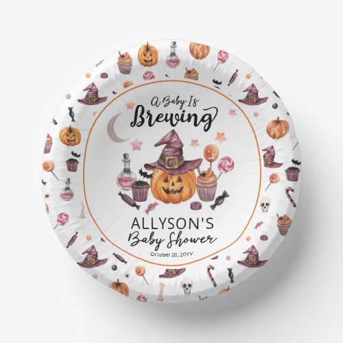 A Baby Is Brewing Jack_O_Lantern Halloween Shower  Paper Bowls