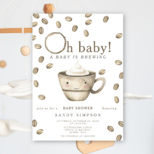 A Baby Is Brewing Kawaii coffee Baby Shower Invitation