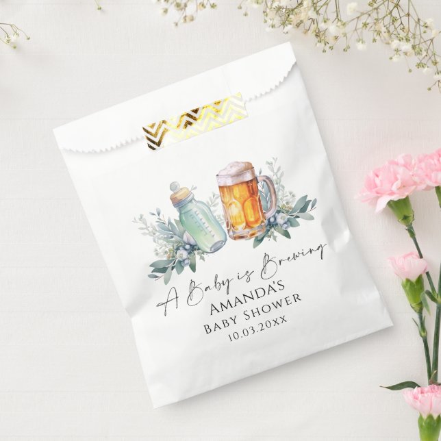 A Baby Is Brewing Minimalist Baby Shower  Favor Bag (Sealed)
