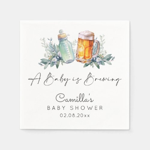 A Baby Is Brewing Minimalist Baby Shower Napkins