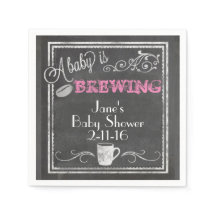 A Baby is Brewing Napkin (Girl)