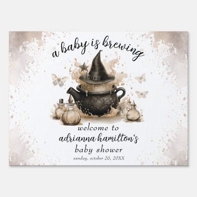 A Baby Is Brewing Neutral Baby Shower Welcome  Sign (Front)