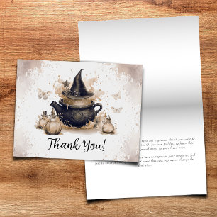 A Baby Is Brewing Neutral Halloween Baby Shower Letterpress Thank You Card