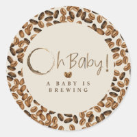 A Baby Is Brewing Oh Baby Coffee Beans Baby Shower Classic Round Sticker