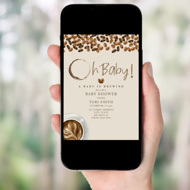 A Baby Is Brewing Oh Baby Coffee Beans Baby Shower Invitation (Front Digital)
