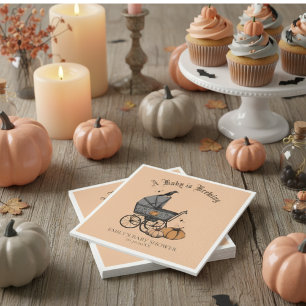 A Baby is Brewing Orange Baby Shower Napkins