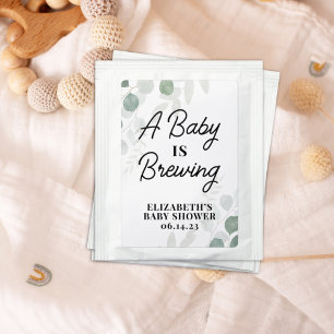 A Baby is brewing Personalized Tea Favors Bag Drink Mix