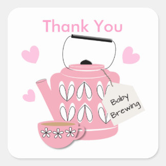 A Baby Is Brewing Pink Baby Girl Shower Square Sticker