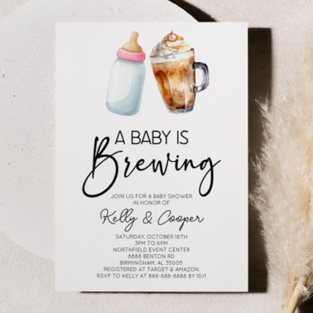 A Baby Is Brewing Pink Bottle Coffee Baby Shower Invitation (Creator Uploaded)