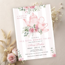 A baby is brewing pink floral tea baby shower