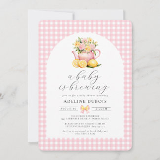 A Baby is Brewing Pink Flower Baby Shower Invitation