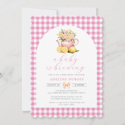 A Baby is Brewing Pink Flower Baby Shower  Invitation