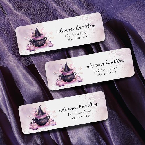 A Baby Is Brewing Pink Halloween Baby Shower  Label