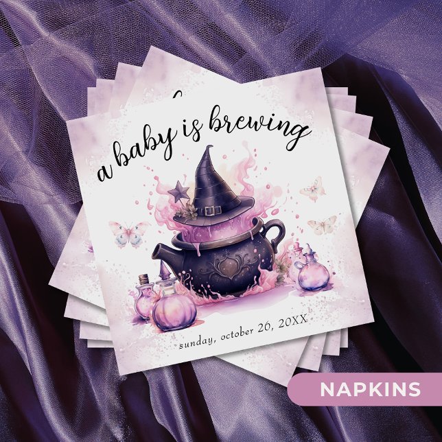 A Baby Is Brewing Pink Halloween Baby Shower  Napkins (Creator Uploaded)