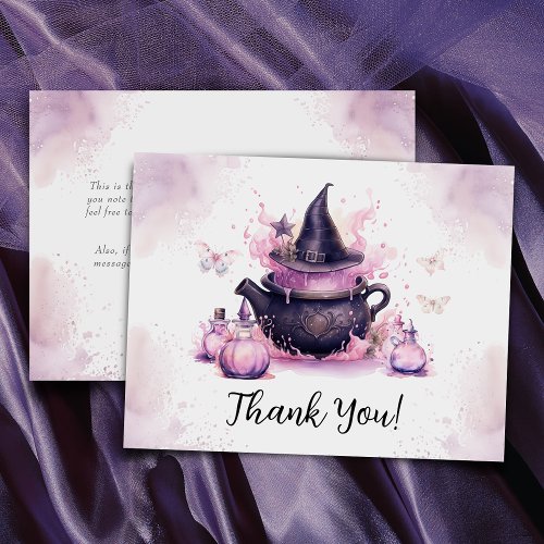 A Baby Is Brewing Pink Halloween Baby Shower  Thank You Card