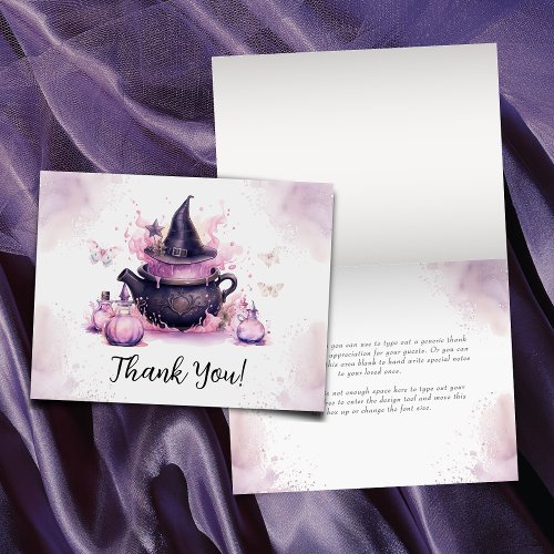 A Baby Is Brewing Pink Halloween Baby Shower  Thank You Card