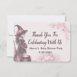 A Baby is Brewing Pink Halloween Baby Shower Thank You Card