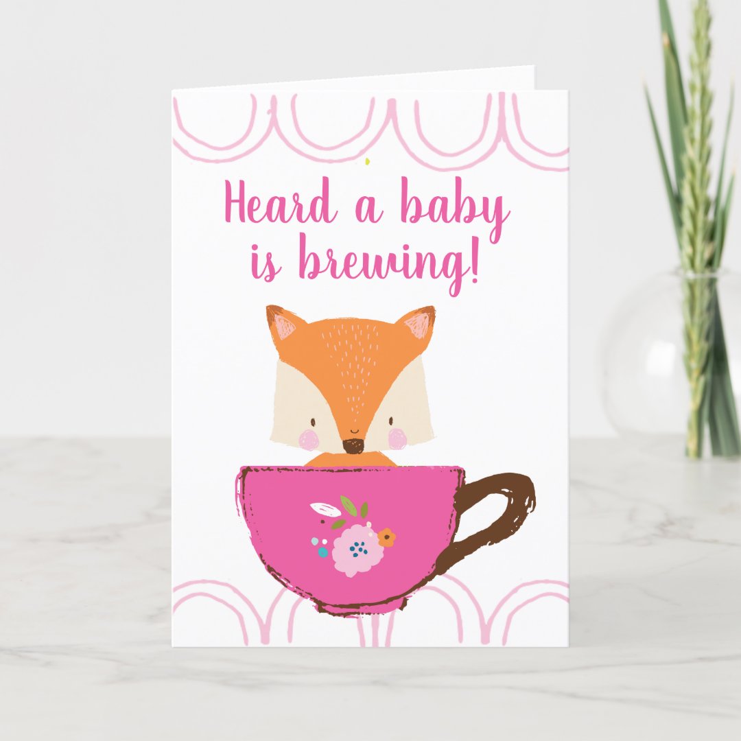 A Baby is Brewing Pink Teacup Baby Girl Shower Card Zazzle