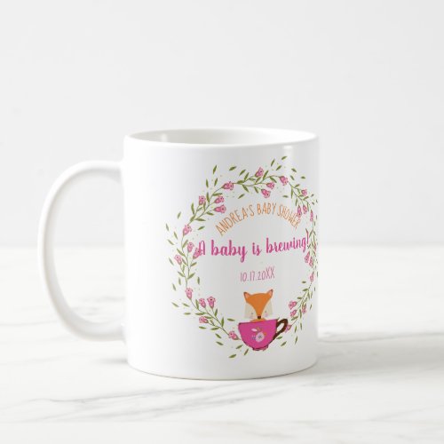 A Baby is Brewing Pink Teacup Baby Girl Shower Coffee Mug