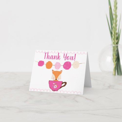 A Baby is Brewing Pink Teacup Shower Thank You Card
