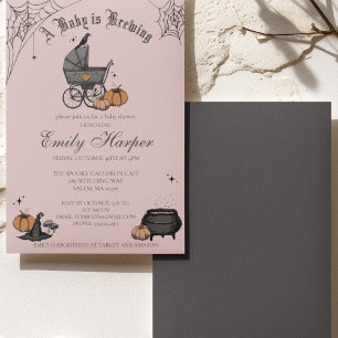 A Baby is Brewing Pink Vintage Baby Shower Invitation