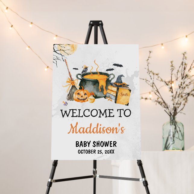 A Baby is Brewing Pumpkin Halloween Welcome Sign (In Situ (Stand))