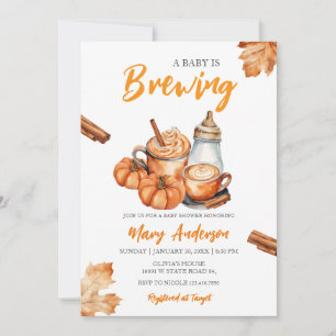 A Baby Is Brewing Pumpkin Spice Bottle Baby Shower Invitation