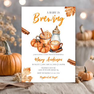 A Baby Is Brewing Pumpkin Spice Bottle Baby Shower Invitation