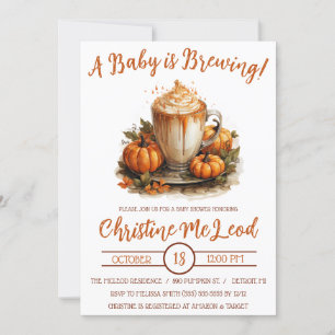 A Baby is Brewing, Pumpkin Spice Latte Baby Shower Invitation
