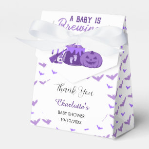 A Baby Is Brewing Purple Halloween Baby Shower Favor Boxes