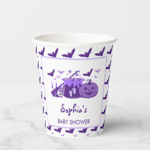 A Baby Is Brewing Purple Halloween Baby Shower Paper Cups