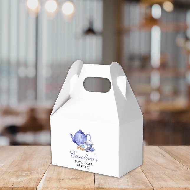 A Baby is Brewing purple Tea Party Baby Shower Favor Boxes (Creator Uploaded)