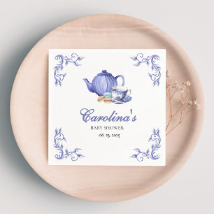 A Baby is Brewing purple Tea Party Baby Shower Napkins
