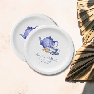 A Baby is Brewing purple Tea Party Baby Shower Paper Plates