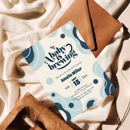 A Baby is Brewing Retro Blue Coffee Baby Shower