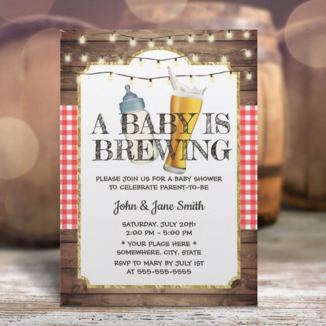 A Baby is Brewing Rustic Beer Baby Shower Invitation (Creator Uploaded)