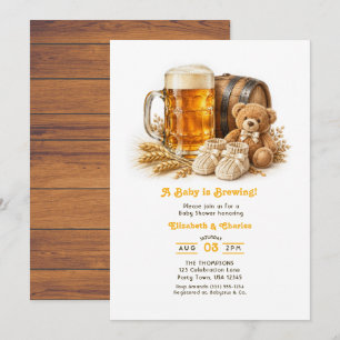 A Baby is Brewing Rustic Beer Couples Baby Shower Invitation