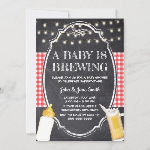 A Baby is Brewing Rustic Chalkboard Baby Shower Invitation