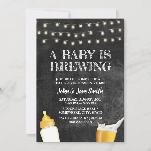 A Baby is Brewing Rustic Chalkboard Baby Shower Invitation
