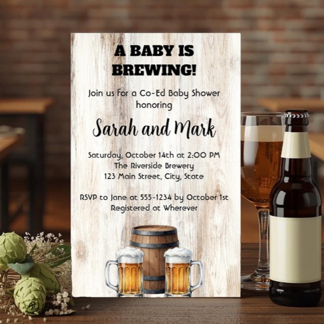 A Baby is Brewing Rustic Co-Ed Baby Shower Invitation (Creator Uploaded)